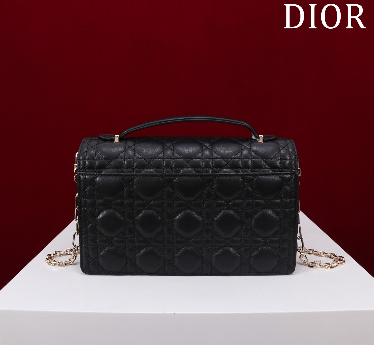 My Dior Top Handle Bag Black Cannage Lambskin